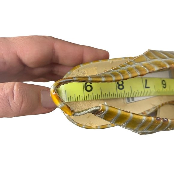 Vintage 90s Caressa Metallic Yellow Crocodile Skin Square Toe Slingback Heels 6 - Picture 7 of 11